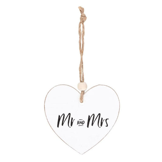 Mr and Mrs Hanging Heart Sentiment Sign