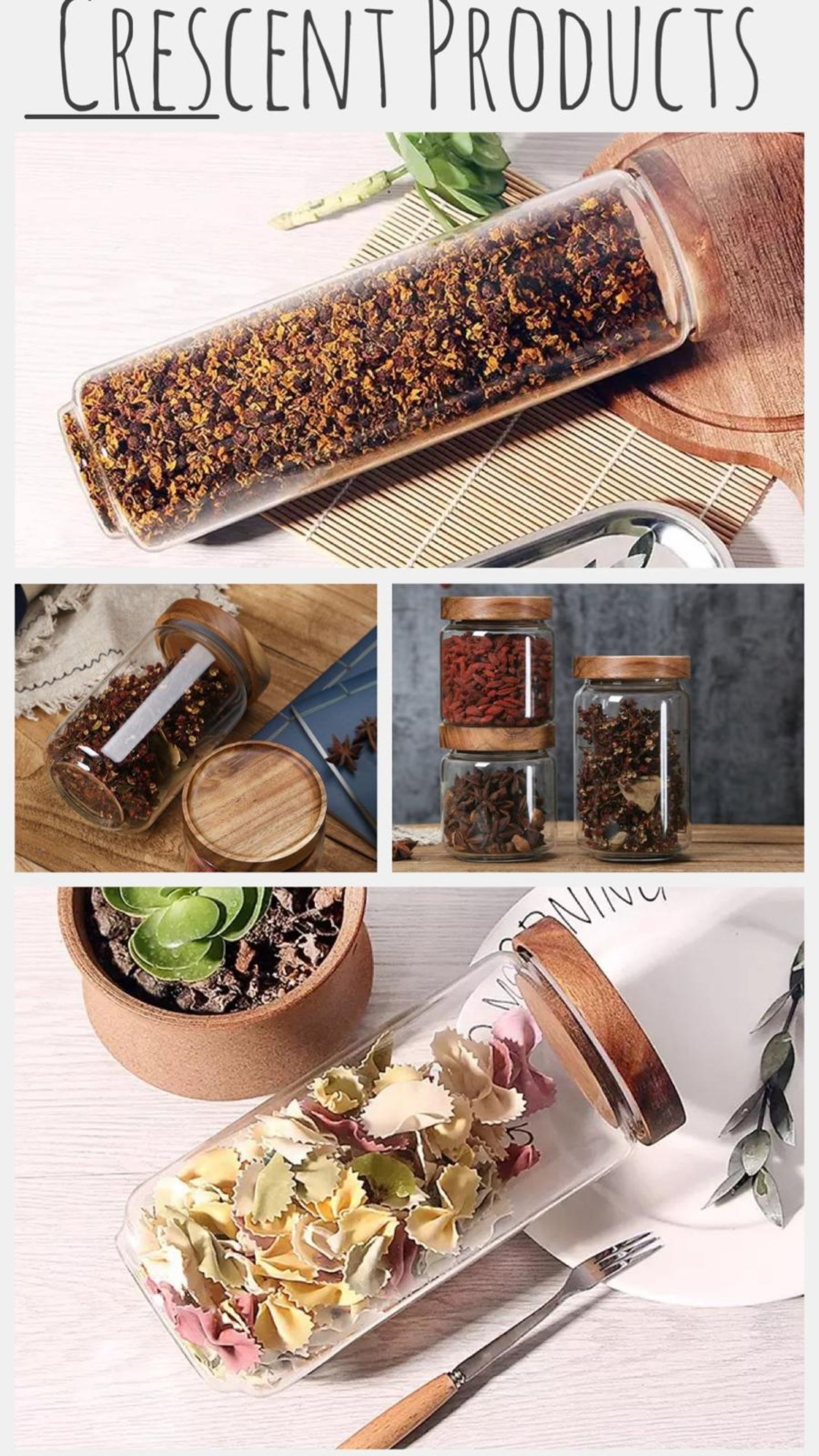 HIMAYA Glass Spice Jars With Natural Acacia Wood Lids Size -  UK